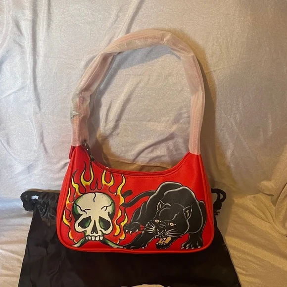 Ed Hardy Red and White Star Shoulder Bag - Picture 3 of 12